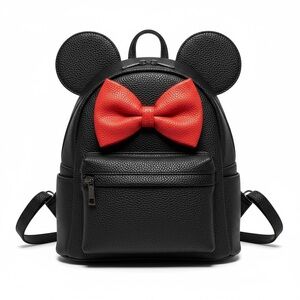 Black Minnie Mouse Disney Backpack with Red Bow
